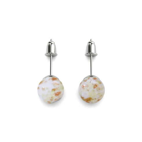 Elfenbein | 925er Sterlingsilber | Glühwürmchen-Ohrstecker aus Glas